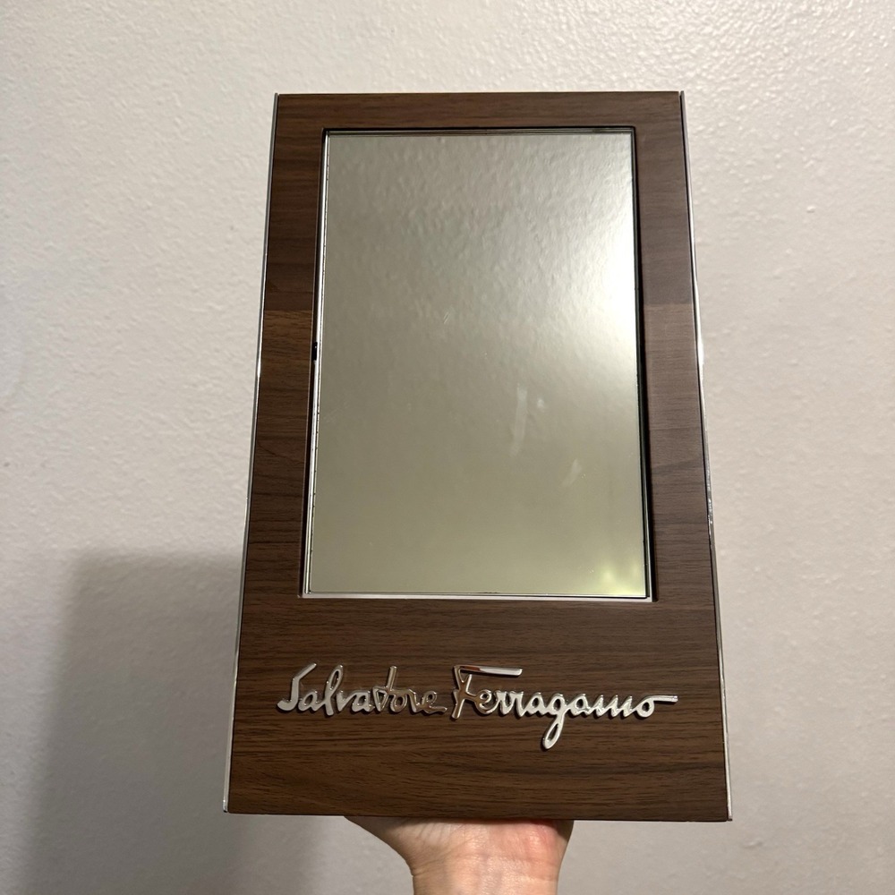 Salvatore Ferragamo Store Display Mirror For‎ Sunglasses Dark Wood Spinning